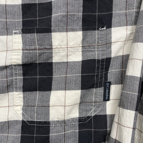 Columbia Button Up Shirt Mens XL Black/Gray Plaid Long Sleeve Outdoors Gorpcore - Picture 4 of 11