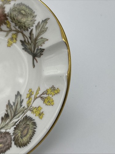 Wedgewood Lichfield Bone China Ashtray 4156 Floral Gilt Gold Edge - Picture 9 of 13