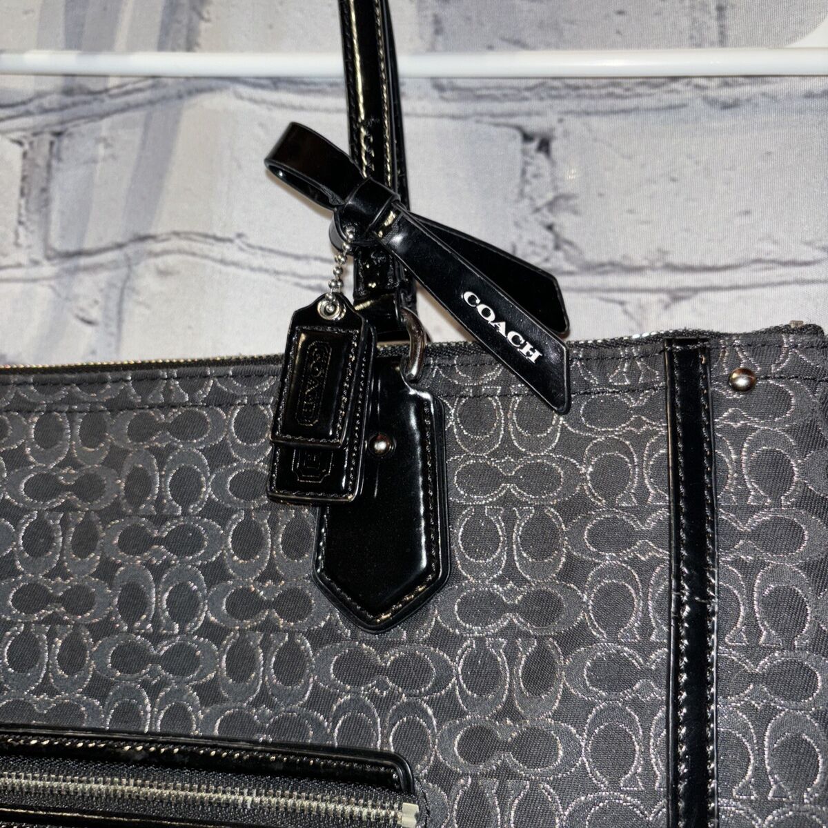 Coach Purse Black J1382-26414 Poppy Metallic Hand Bag Purse Coach Purse Black J1382-26414 Poppy Metallic Hand Bag Purse