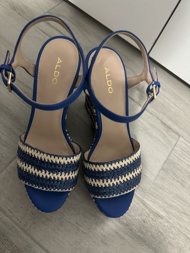 Women’s Aldo Wedge Platform Heels Size 7.5 Peep Toe Casual - Picture 3 of 5