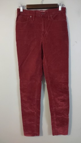 Madewell High Rise Skinny in Dusty Burgundy Velvet Velour Pants Women's Size 27 - Picture 1 of 9