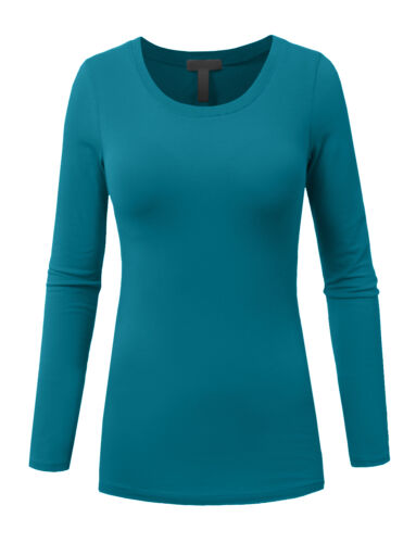 T-shirt casual NE PEOPLE da donna leggera base maniche lunghe girocollo collo casual NEWT78 - Foto 170 di 213