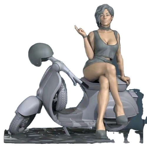 Motorcycle Girl 1/24 Scale Resin Toy Model Kit Unassembled and Unpainted - Picture 2 of 7