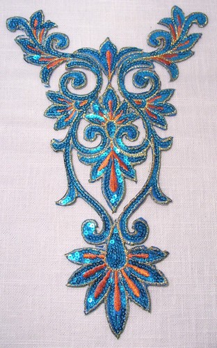 GRAND ÉCUSSON thermocollant SEQUIN PLASTRON ** 25 x 40 cm** PATINAGE ROBE FÊTES - Picture 3 of 11