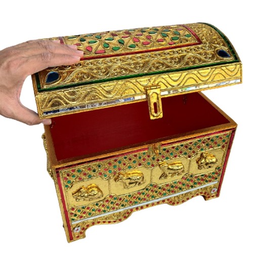 Antique Décor Wooden 12 Zodiac Treasure Storage Vintage Home Trunks Box Large - Picture 4 of 7
