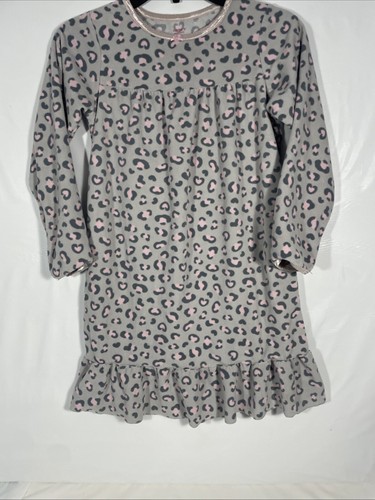 Carter’s Pajamas Girls Nightgown Leopard Print Grey Pink Med Pjs Long Sleeve EUC - Picture 23 of 23