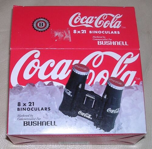 NEW VTG 1997 Bushnell Coca-Cola Bottle Shaped Binoculars 8" x 21" Box & Papers - Picture 3 of 9
