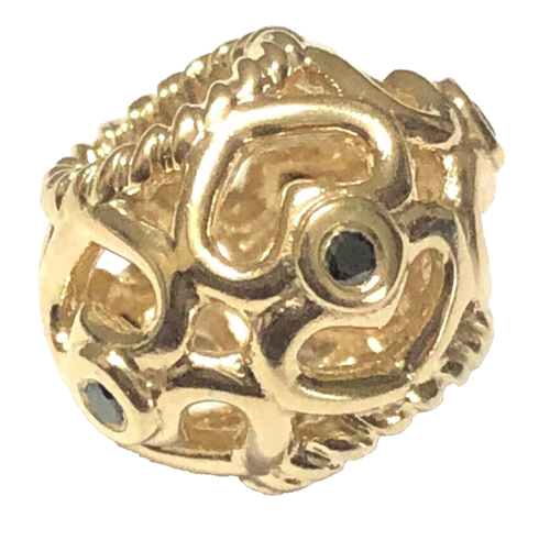 100% Authentic Pandora 14k Gold Heart Charm 750466DB Black Diamond - Picture 2 of 6