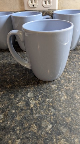 Set Of 4 Corning Corelle Stoneware Periwinkle Blue Coffee Tea Cups Mugs - Picture 2 of 7