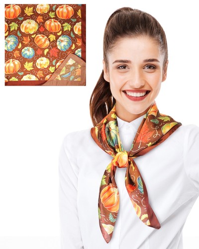 CBC Crown Otoño Calabaza Bufanda Suave Sensación Sedosa Bufanda Cuadrada 35" x 35" - Imagen 2 de 41