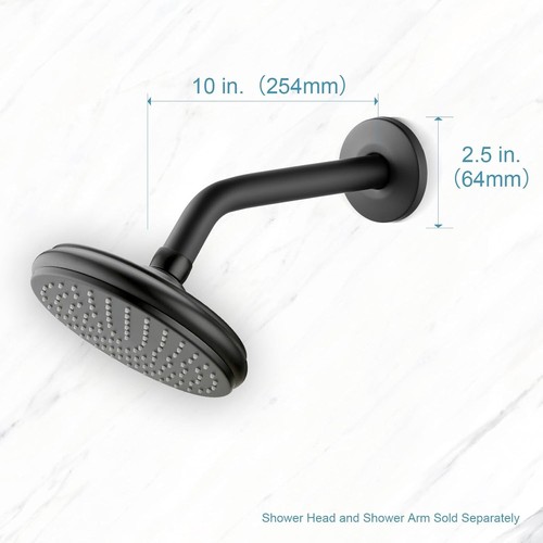 OFFO Wall Mount Shower Arm with Flange Matte Black 6 Inch - Picture 5 of 5