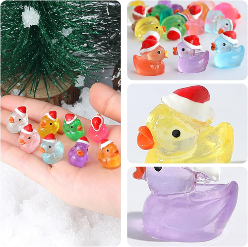 160Pcs Luminous Mini Christmas Resin Duck Miniature Glow in the Dark Ducks Chris - Picture 3 of 12