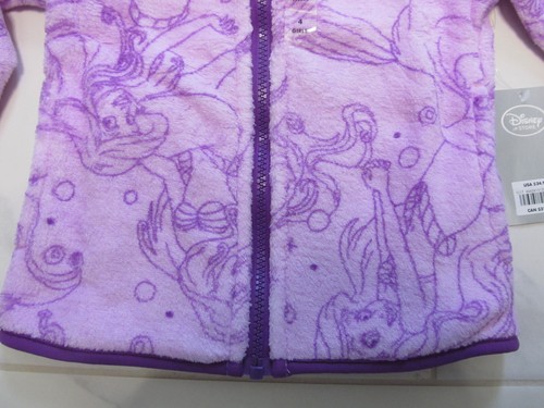 NWT Disney Ariel of Little Mermaid Fleece Zip Up Jacket w/ Pockets Girls Size 4 - Picture 5 of 9