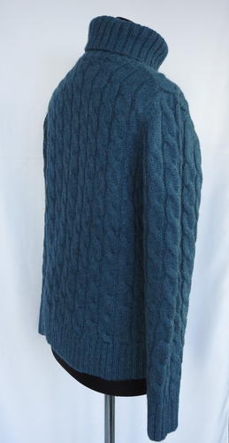L.L. Suéter Bean Alpaca Grueso Pesado Tejido Cuello Alto Azul Marino Verde Azulado Talla L - Imagen 7 de 15