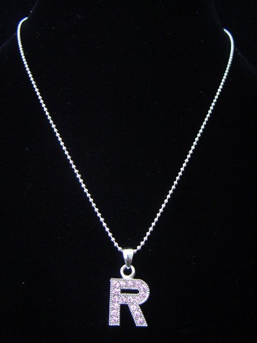 COLLAR COLGANTE ALFABETO INICIAL LETRA "R" TONO PLATA CRISTAL 5 COLORES - Imagen 3 de 6