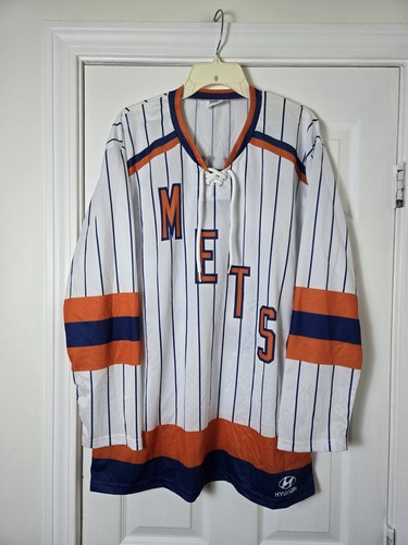 2024 New York Mets Men's SGA Stadium Giveaway Hockey Jersey Blue Orange Large NY