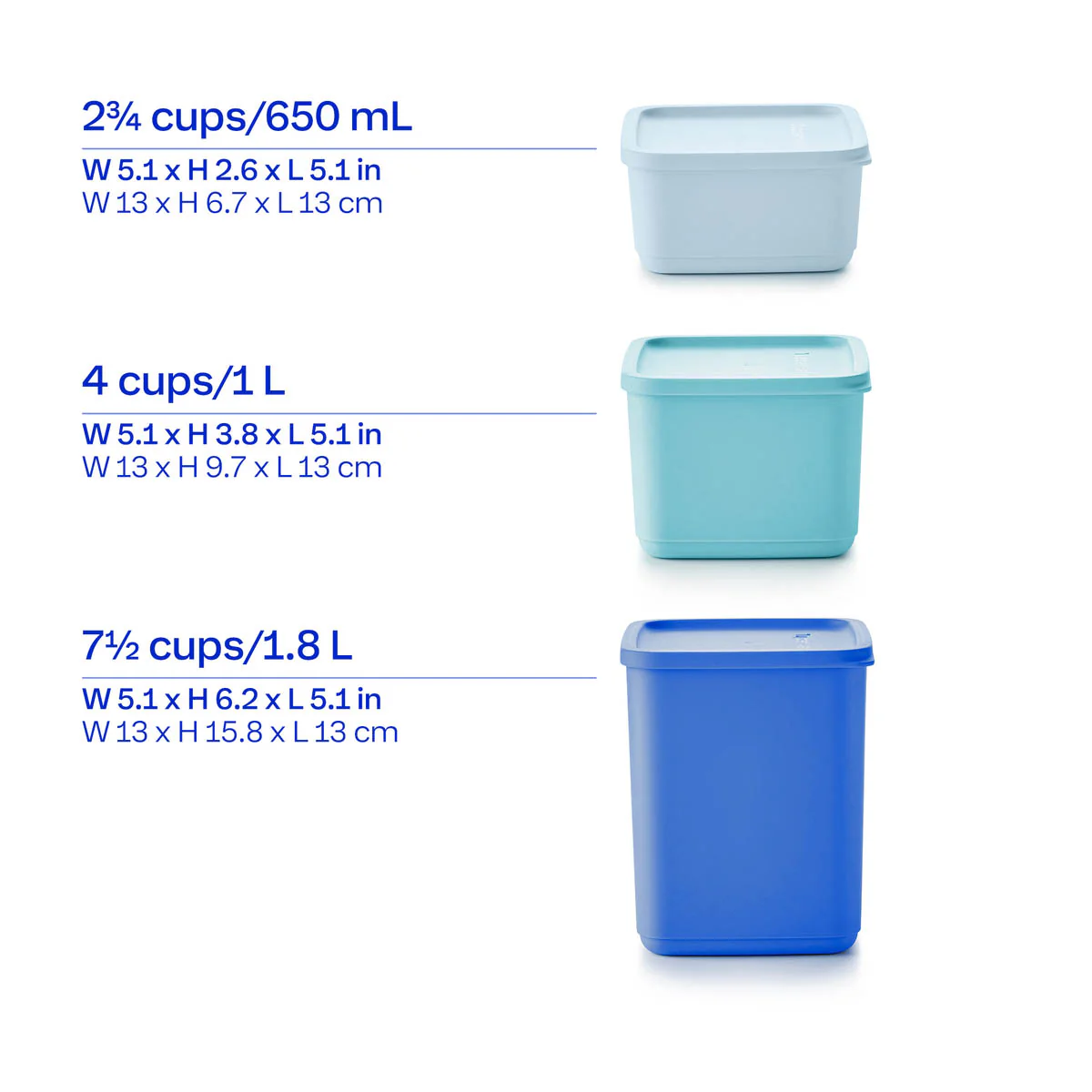 Tupperware Basic Brights Square 14 pieces Food Storage Container