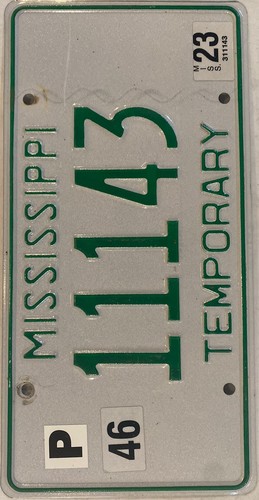 MISSISSIPPI DRIVE OUT TRIPLE DIGIT 1 111 TEMPORÄR Nummernschild Repeating 43 - Bild 5 von 7
