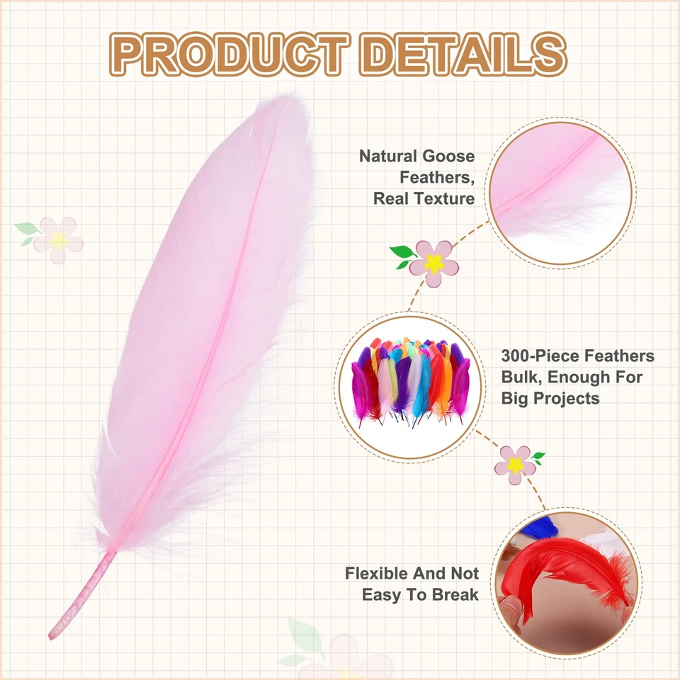 4-6" Natural Goose Feathers Bulk for Crafts, 300 Pack Pink - Image 3 of 4