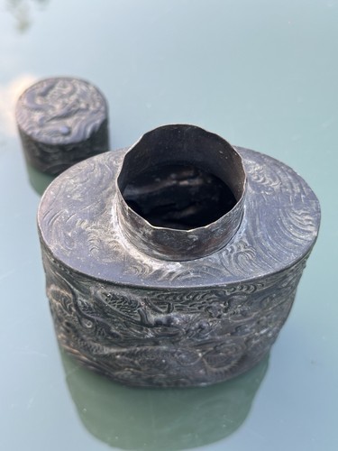 19th Century Antique Japanese Silver-Plated Tea Caddy - Picture 5 of 5