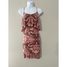 BCBG Generation Paisley Print Ruffle Overlay Slip Dress Women Size S