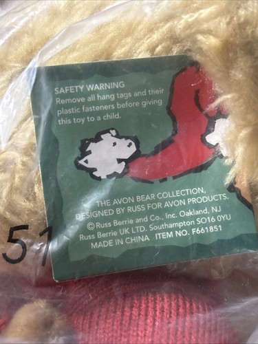 Oso de peluche Russ Berrie Sammy Santa 9" vintage Navidad Avon sentado - Imagen 9 de 9