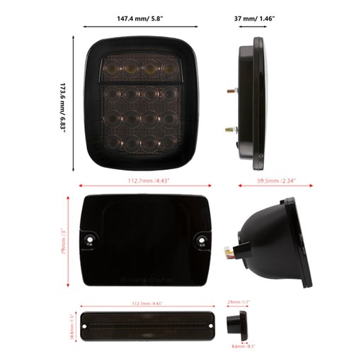 Luz trasera 16 led para Jeep Wrangler YJ 1987-95 + lámpara de señalización lateral + luz de parachoques delantero - Imagen 2 de 12