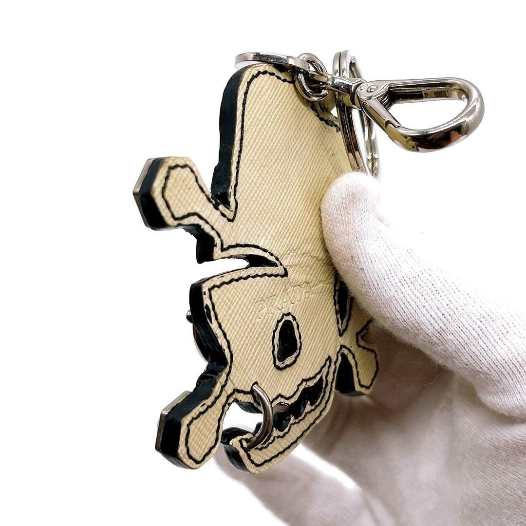 希少✨PRADA Skull Studs Logo Leather Charm Authentic Prada Skull Studs Logo Leather Charm good