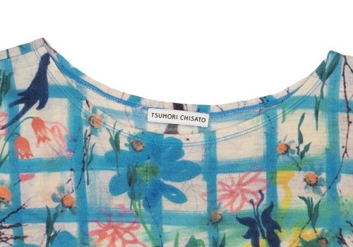 TSUMORI CHISATO Checker Floral Printed Top Size 2(K-156301) - Picture 4 of 12