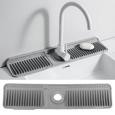 MOOTVGOO 24" Silicone Faucet Mat for Kitchen Sink, 6  standard, Dark Gray