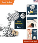 ALL METAL Handheld Shower Head with Hose and Brass Holder- CHROME - 2.5 GPM H...