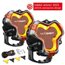 Novsight 3 Led Pods Light Flood Spot Combo Offroad Driving Truck 4wd Suv Atv