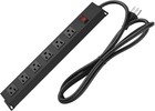 Metal Wall Mount Power Strip, Mountable Outlet with 6 AC 6FT, Black 