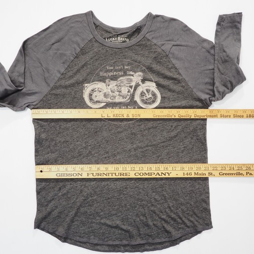 Lucky Brand Hemd Herren XL grau Motorrad Grafik 3/4 Arm Raglan - Bild 5 von 8
