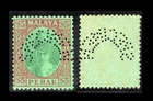 Malaya Perak 1938-41 $5 perforated "SPECIMEN", mint original gum.