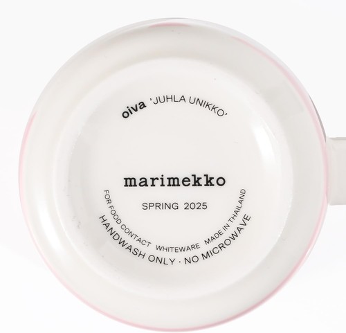 Juego de tazas Marimekko Oiva Juhla Unikko 2 piezas 250 ml blanco claro rosa oro floral cera - Imagen 9 de 9