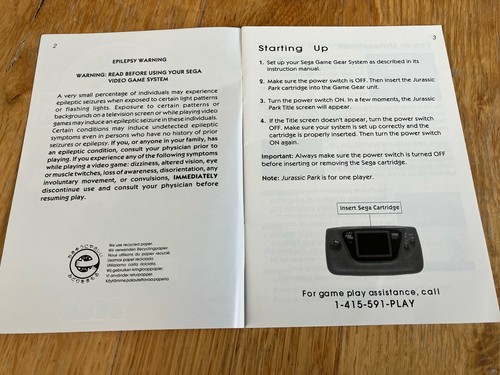 Jurassic Park Sega Game Gear Spiel Modul mit Hülle und Anleitung - Bild 6 von 8