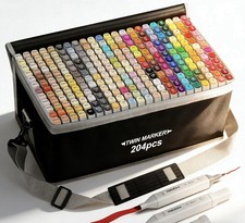 204 Colors Art Marker Set Dual Tip Coloring Pens for Kids Adults Drawing Gift