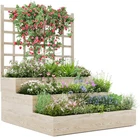 Wooden Raised Garden Bed Tiered Planter Box with Trellis Flower Vegetable Herb🌱