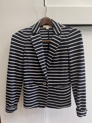 MICHAEL Michael Kors Navy White Striped Blazer Jacket Women's Size 2