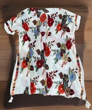 Woven Heart Floral Kimono Cover Up Womens Medium Boho Bohemian Festival Beachy