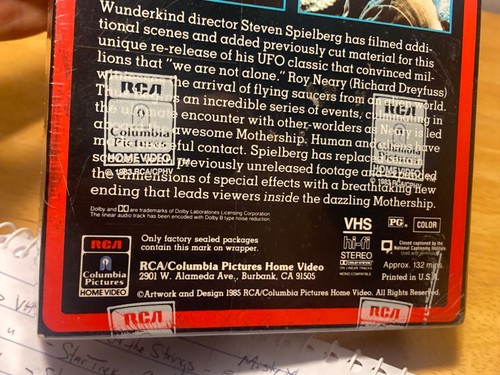 New SEALED Watermarks! Close Encounters of the Third Kind VHS 1985 RCA Spec Ed - Picture 4 of 6