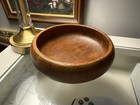 Vintage Solid Natural Chunky Wooden Round Bowl 15cm x 4.5cm Carved Fruit Decor