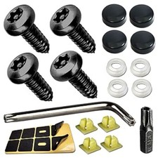 Black Anti Theft License Plate Screws - Stainless Steel Mounting Hardware Kit