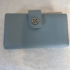 Mundi Trifold Accordian Clutch Wallet Dusty Blue with Safe Keeper silver snap