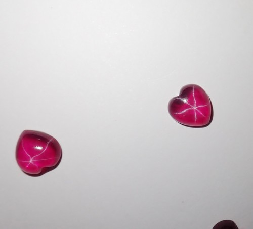 Transparent Star Ruby Heart 8x8 mm Cabochon Created 6 Rayed Stone 3 pieces Lot - Picture 6 of 12