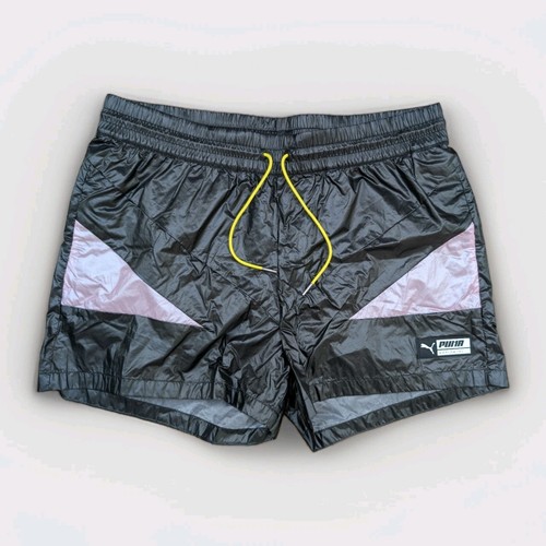 PUMA Glanz Nylon Shorts Vintage L Sprinter schwarz Retro Fußball Fitness Sport - Picture 12 of 22