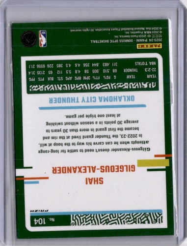 2023-24 Panini Donruss Optic - Shai Gilgeous-Alexander #104 Holo Prizm - Foto 2 di 2