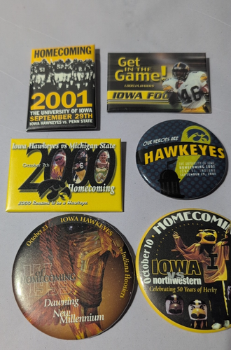 UNIVERSITY OF IOWA HAWKEYES NCAA FOOTBALL PINBACK BUTTONS LOT (6) - Picture 4 of 5