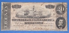 1864 $20 Twenty Dollar Note The Confederate States of America Richmond